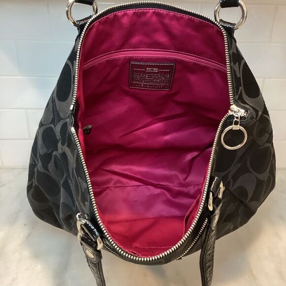 Coach Poppy Signature Jacquard Glam Tote Shoulder Bag - Picture 11 of 14